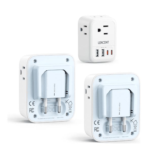 Clavija Adaptador Europeo Enchufe Viaje Con Usb-c Cargad Ráp