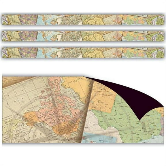 Travel The Map Magnetic Border for Grade PK Plus, Brown & Beige - Pack of 3