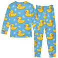 thumbnail image 2 of Dailycode Cotton Pajama Set Snug Fit Long Sleeve Top and Pants for 18M-8Y Little Duck on Water, 2 of 7