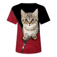 thumbnail image 5 of SMihono Hauts pour Femmes Été Décontracté T-Shirts Col Rond Imprimé Animal Manches Courtes Blouse Grande Taille, 5 of 5