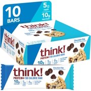 think! Protein + 150 Calorie Bar, Chocolate Chip, 10g Protein, Gluten Free, Low GI, 10 Count