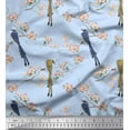 thumbnail image 3 of Soimoi Blue Cotton Poplin Fabric Floral & Paradise Whydah Bird Print Fabric by the Yard 58 Inch Wide, 3 of 3