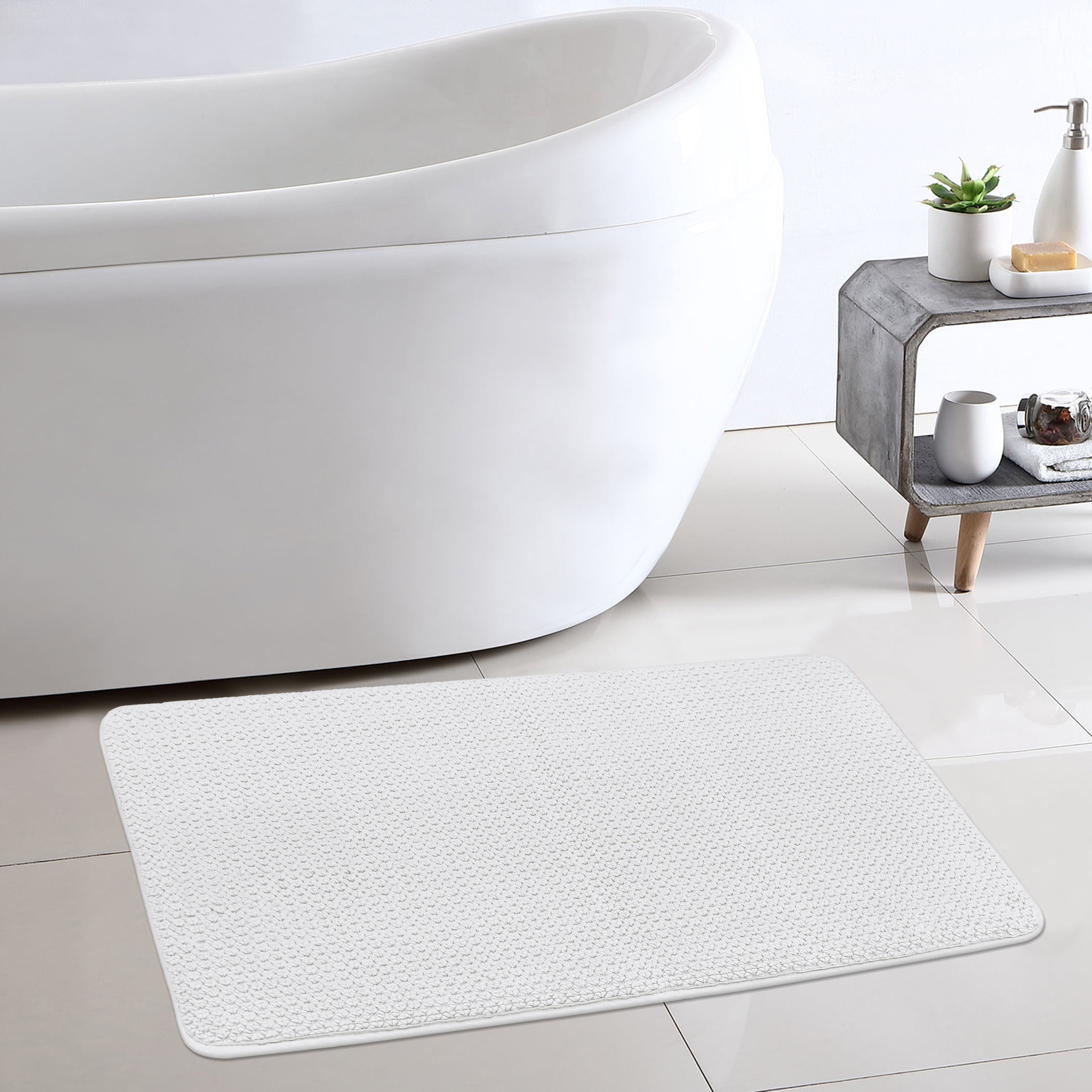 Better Homes & Gardens Signature Soft Cotton Memory Foam Bath Rug, Arctic White, 20 in x 34 in