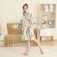 thumbnail image 4 of FORMRS Niños Bathrobe Unisex Hooded Robe Soft Plush Pajamas Sleepwear, Size 10-12T, Light Red Flowers, 4 of 7