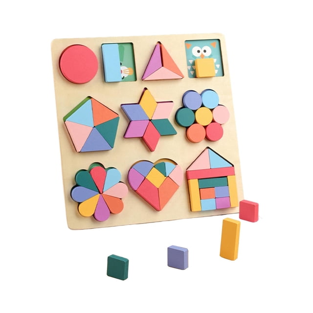 Rompecabezas de madera con formas, juguetes para niños, juguetes educativos, reconocimiento, aula, hogar. Estilo A