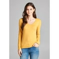 thumbnail image 3 of emmalise women's casual basic v-neck tshirt long sleeves tee top - junior and plus sizes, 3 of 4