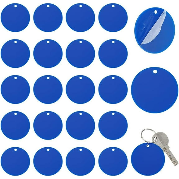 50pcs Acrylic Circles Blanks 2 Inch Blue Keychain Blanks with Hole 2mm Thick Flat Round Ornament Blank Acrylic Tags Charm Disc Ornaments for DIY Keychains Engraving Tag Craft Projects