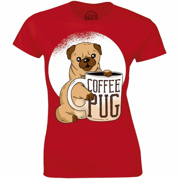 Cute Pug Dog Likes Brewed Coffee Gift For Caffeine Lovers Women's T-Shirt