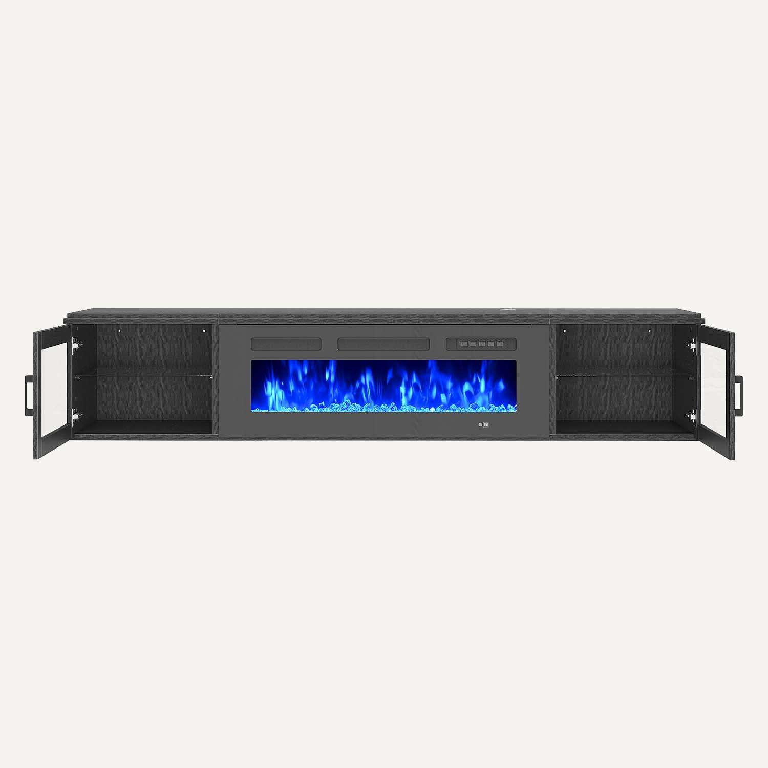 BaPiPro Modern Floating TV Stand with 36" Electric Fireplace, Wall Mounted Entertainment Center, for TVs up to 80 Inch, Living Room Bedroom, Black