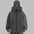 thumbnail image 5 of UngA Balaclava Hoodie with Face Mask Built In, Fashion Double Hooded Ski Mask Hoodie for Women, Masked Hoodies Men Zip Y2k Jacket (Dark Gray,M), 5 of 5