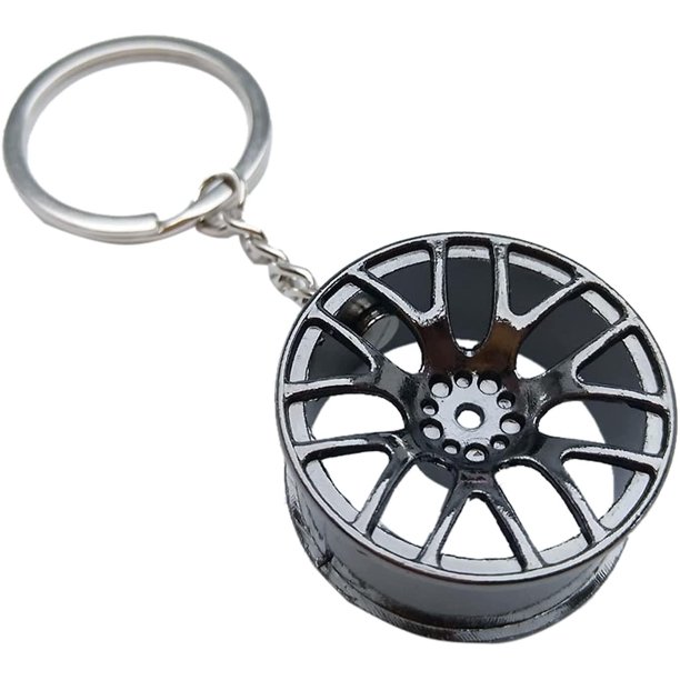 LLavero de rueda, llavero de rueda de coche, llavero de Metal negro/arco iris, llavero colgante genial, colgante creativo de Mini regalo para niños y hombres