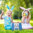 thumbnail image 4 of Blukids Easter Bunny Basket for Kids- Canvas Cotton Carrying Gift and Eggs Hunt Bag, with Long Plush Ear Printed Rabbit Toys Bucket Tote Bags for Girls & Boys(Blue), 4 of 5