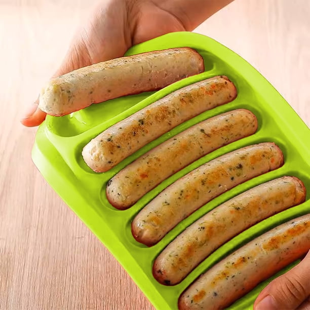 Molde de silicona para salchichas | Máquina para cocinar al vapor y hornear | Molde flexible y antiadherente para carne casera, suplementos infantiles y cocina saludable | Portátil, fácil de limpiar