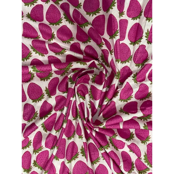 5 yard Indian Cotton Hand Block Sanganeri Carry Print Handmade Fabric Natural