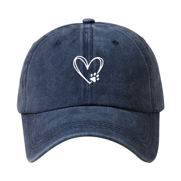 Unisex Casual Sport Adjustable Comfortable Breathable Baseball Caps Heart-Shaped Dog Paw Printed Sun Cap for Men Women Daily Wear Outdoor Activities Washable