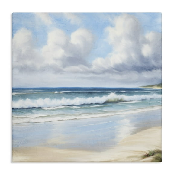 Stupell Industries Sand Walk Ocean Waves Landscape Painting Gallery Wrapped Canvas Art Print Wall Art, 17 x 17