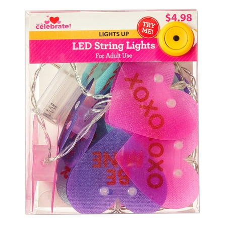 Way To Celebrate Valentine Multi Colored Hearts String Lights