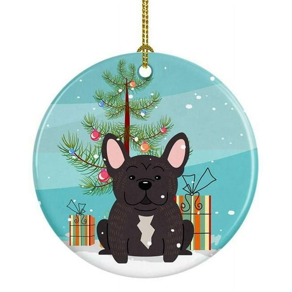 Carolines Treasures BB4134CO1 Merry Christmas Tree French Bulldog Brindle Ceramic Ornament