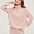 thumbnail image 4 of Zedker Casual Women'S High Neck Long Sleeve Thermal Pullover Knitted Sweaters,Comfortable Loose Elastic Cuffs Fall Outfits,Pink,Free Size, 4 of 9