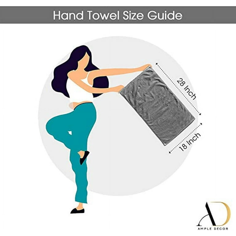 Ample Decor Hand Towel 18 x 28 inch Pack of 4 600 GSM 100 Cotton