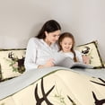 thumbnail image 4 of Manfei Wild Buck Grid Twin Comforter Sets,Pretty Floral Bedding Set,Green,Light Gray Reversible,2-Piece,1 Comforter and 1 Pillowcase, 4 of 7