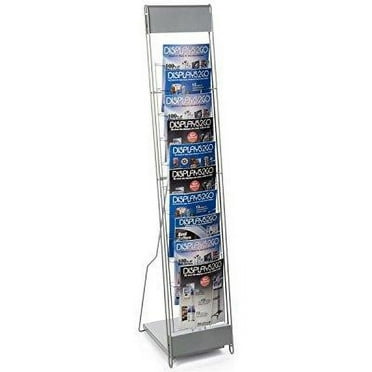 displays2go portable literature stand with 10 pockets, steel silver (ncybrchslv)