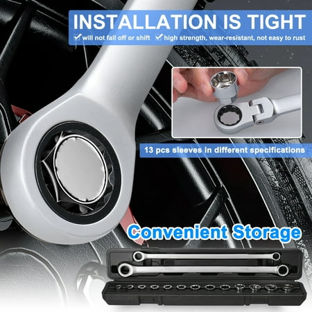 15 15in1 Multifunctional Ratchet Wrench Sleeves Set Practical Motorcycle Bathroom Air Conditioner Auto Repairs Maintenance Tool Set Household Hardware Combination Tool Set