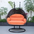 thumbnail image 3 of LeisureMod Mendoza Charcoal Wicker Patio Double Swing Chair in Orange, 3 of 11