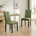 thumbnail image 3 of VECELO Upholstered Dining Chairs, Modern PU Leather High Back Chair with Wood Legs for Kitchen, Living Room, Set of 2, Dark Green, 3 of 10