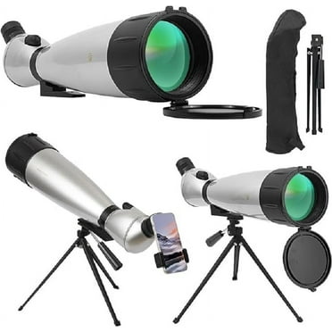 Fetch Falcon 33-100X100 FMC HD Spotting Scope(Zoom Angeled Eyepiece, Waterproof Long Range Spotting) with Metal Tripod Phone Holder and Carry Bag (33-100X100 with Phone Adapter)