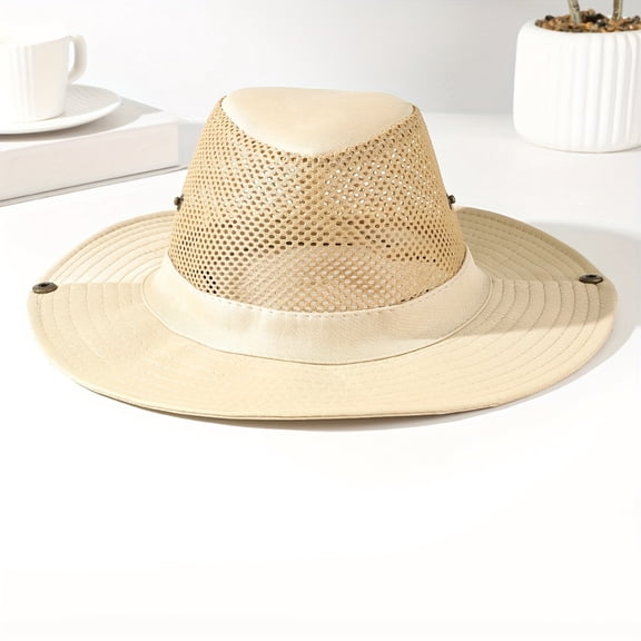 Men's casual hiking hat, wide-brimmed outdoor sun protection hat, fishing hat, construction site and farm work sun hat.