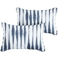thumbnail image 3 of Sorra Home  Blue and White Ikat Stripe Indoor/Outdoor Corded Lumbar Pillows (Set of 2) 18 x 12 x 6 - Salix Vintage Indigo, 3 of 5
