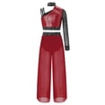 thumbnail image 5 of iiniim Girls Jazz Dance Colored Patch Party Wear Shiny Embellishment Modern Stage Contest Top with Pants Burgundy 16, 5 of 7
