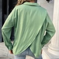 thumbnail image 6 of Women's Casual Tops Dressy Long Sleeve Shirts Solid Color V Neck Tees Fashion Button Down Loose Comfy Blouses, 6 of 8