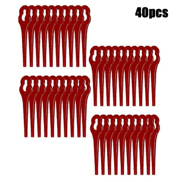QIFEI 40Pcs Plastic String Trimmer Head Blades Replacement for Grizzly Tools Cordless Strimmer