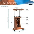 thumbnail image 5 of Techni Mobili Cadmus Sit-to-Stand Rolling Laptop Cart with Storage in Wood Grain RTA-B002-WG01, 5 of 10
