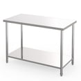 thumbnail image 1 of Towallmark Table de Préparation en Acier Inoxydable, Table de Travail Commerciale 48 x 24 Pouces avec Tablette Réglable, Poste de Travail en Métal Robuste pour Restaurant Cuisine Garage, Argent, 1 of 6