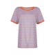 thumbnail image 2 of Blusas para las Mujeres Casual, Rayas Impresas Patchwork Manga Corta Cuello Redondo Top Hecho de 95% Poliéster 5% Spandex para el Verano, Tops Cortos para las Mujeres, 2 of 5