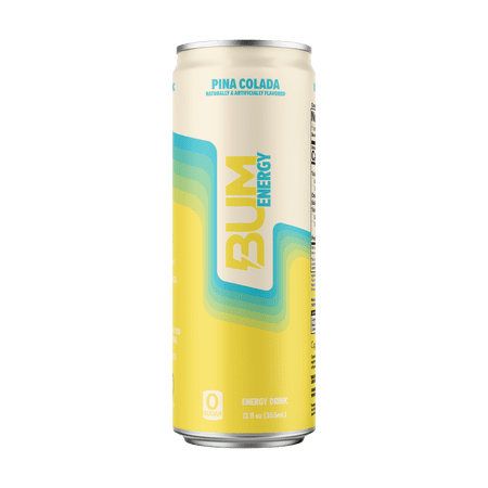 Bum Energy Pina Colada Energy Drink, 112 mg Natural Caffeine, 12 fl oz Can