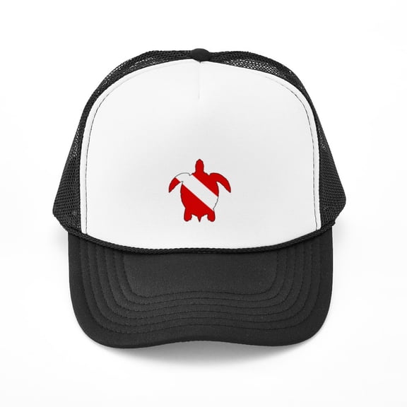 CafePress - Diving Flag: Sea Turtle - Adjustable Unisex Printed Trucker Hat with Mesh Back