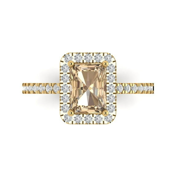 Halo Engagement Ring for Women - 1.86ct Yellow Moissanite in 18K Yellow Gold Promise Ring