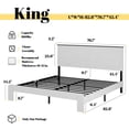 thumbnail image 6 of King Size Farmhouse Wooden Bed Frame with Headboard, Boho Platform Bedframe Sturdy Metal Slats Support, No Spring Mattress, Noisy Free, Easy Assembly (King, White), 6 of 11