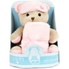 Soft Hugwear Bear with Pink Blanket and Eye Mask