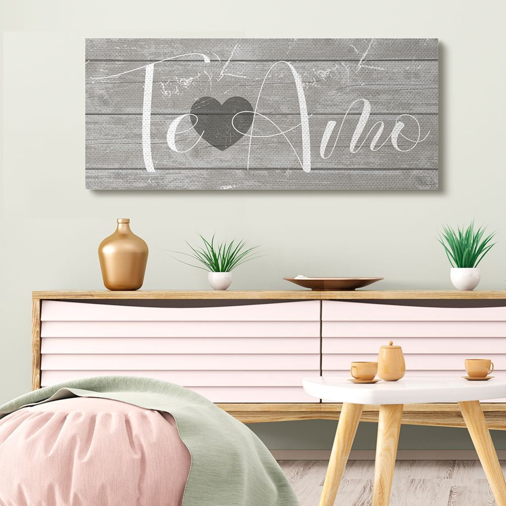 Stupell Industries Te Amo Romantic Rustic Grey Sign with Heart Designed by Daphne Polselli