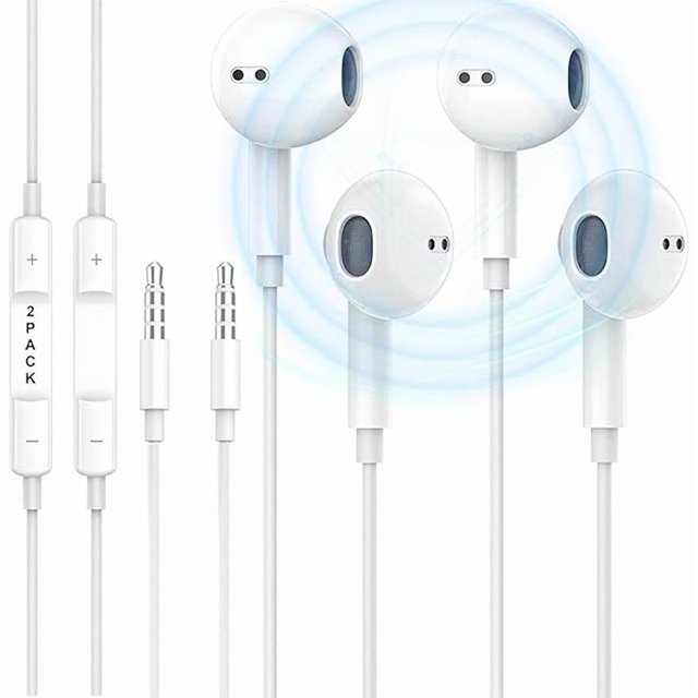 2 Pack Écouteurs Filaires pour iPhone avec Prise 3,5 mm Écouteurs avec Microphone Intégré et Contrôle du Volume Compatible avec Iphone/ipad/android/ordinateur Portable/pc et Autres Appareils avec Prise 3,5 mm