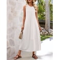 thumbnail image 3 of Merokeety Womens Summer Dress Pleated Tank Maxi Dress Crew Neck Beach Vacation Sundress White xl, 3 of 6