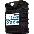 thumbnail image 2 of Microfiber Car Cleaning Towels, Black, Soft Quick Drying, Double Layer, Multipurpose for Windows Mirrors Wiping, 12 Pack, 2 of 6