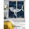 thumbnail image 4 of Whale Silhouette Sheer Curtains 72 Inch Long 2 Panels, Ocean Vintage Watercolor Wood Grain Light Filtering Rod Pocket Curtains, Sheer Voile Drapes for Living Room Bedroom, 52"x72", 4 of 8