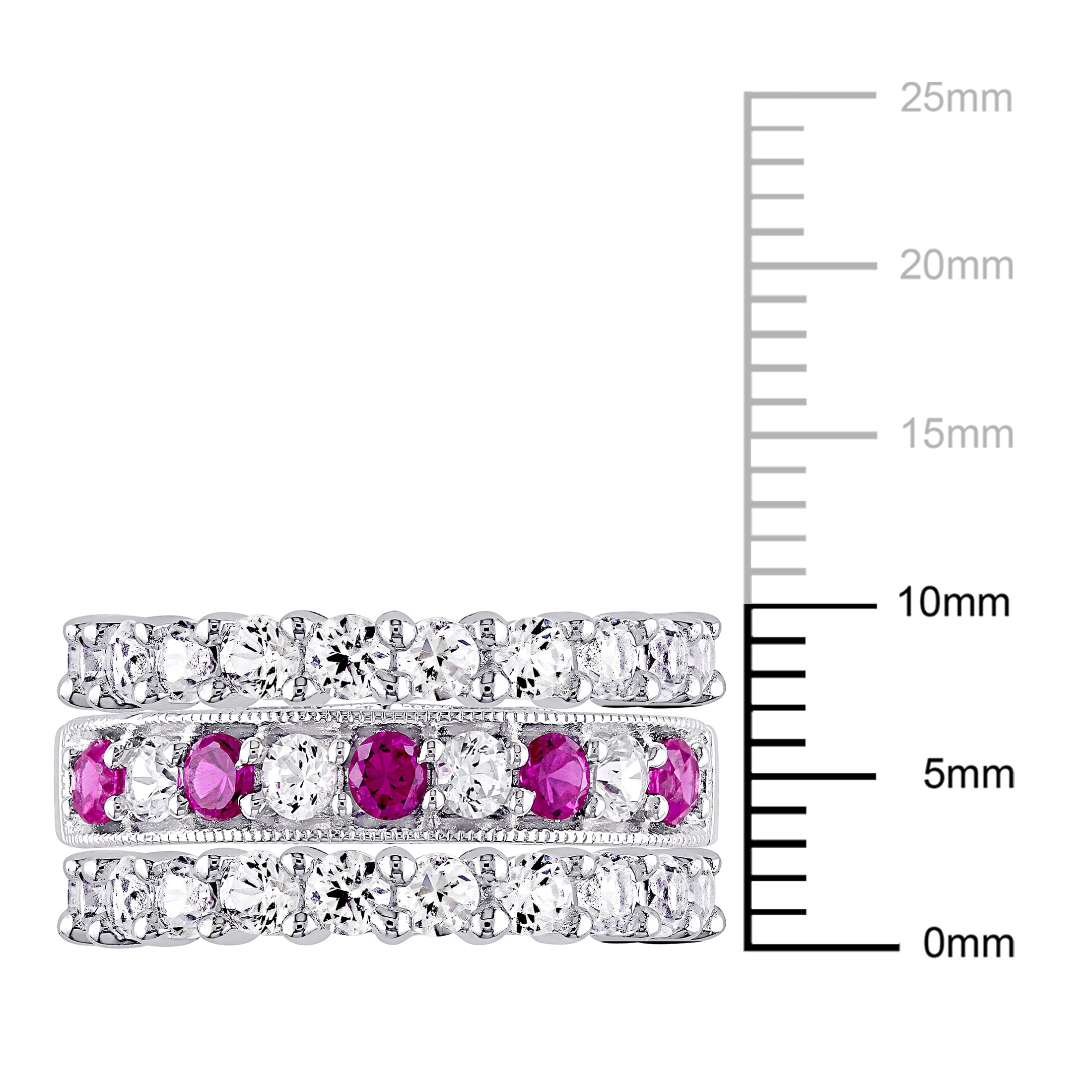 Everly Women's Created Sapphire Created Ruby Sterling Silver Bridal Set