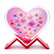 Heart-Shaped Glitter Plastic Photo Frame with Stand